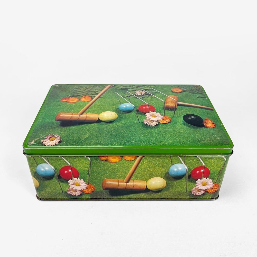 Boîte sérigraphie Van Melle jeu de croquet 1950