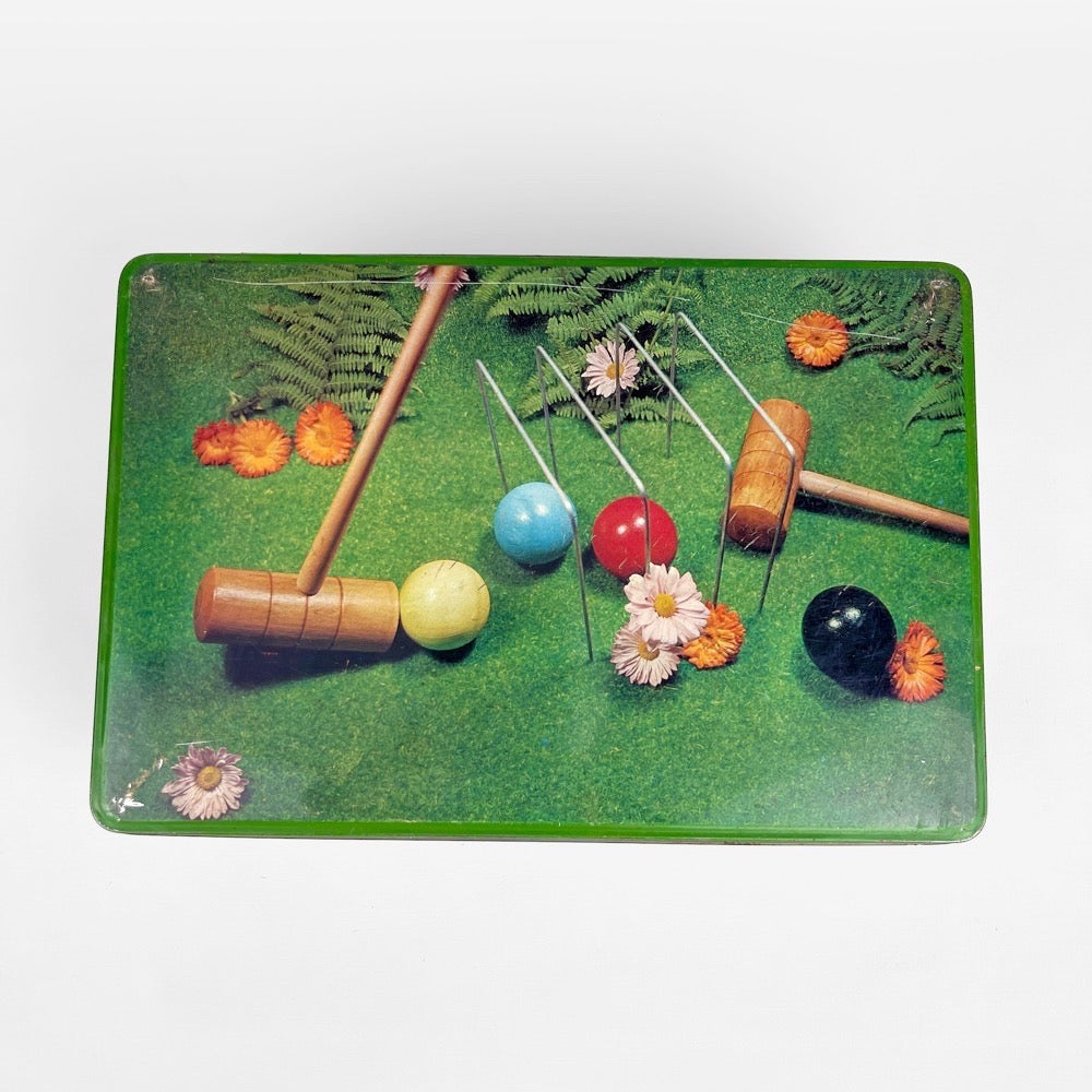 Boîte sérigraphie Van Melle jeu de croquet 1950