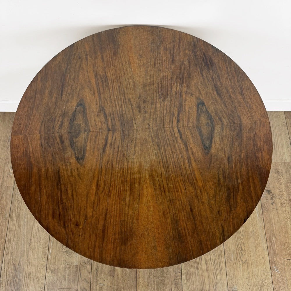 Guéridon table tripode double plateaux ronds bois Mid-Century