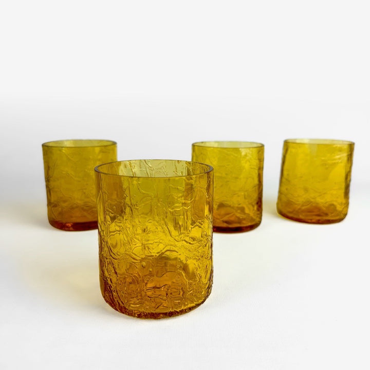 Verres à whisky ambrés soufflés années 70