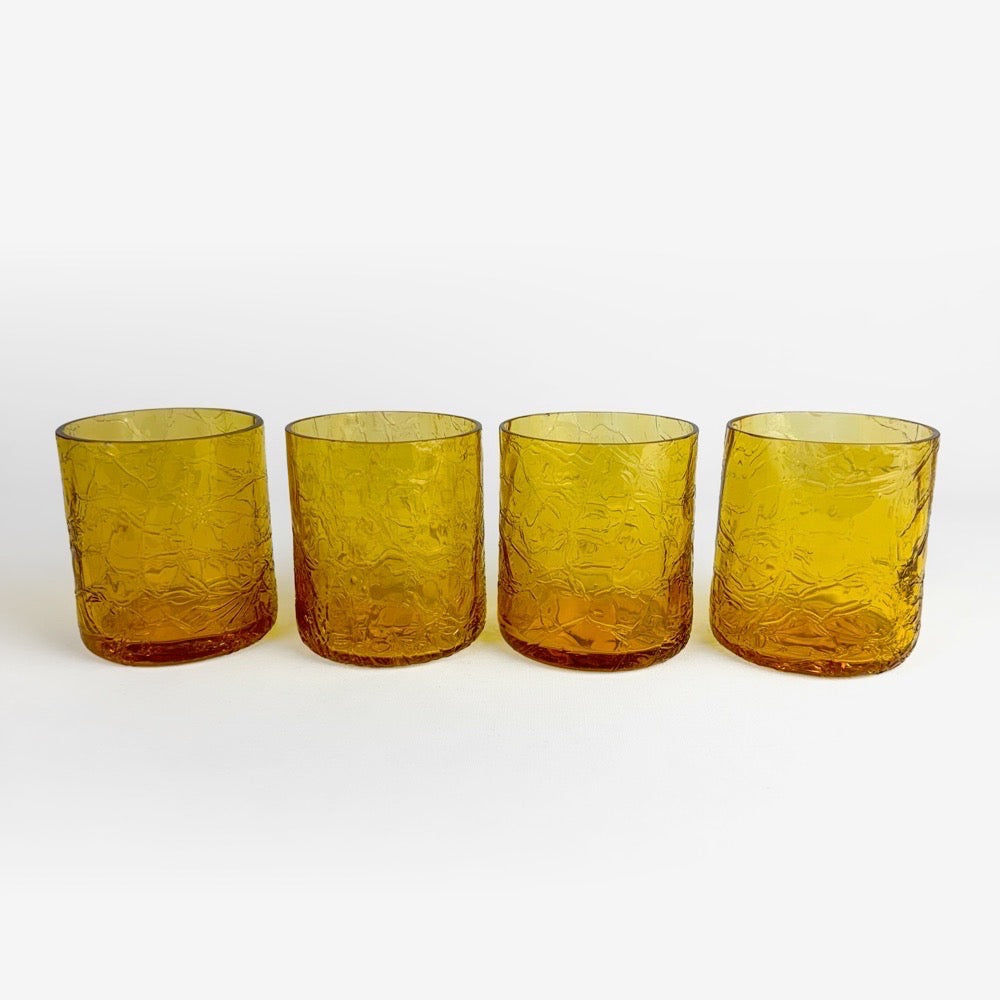 Verres à whisky ambrés soufflés années 70