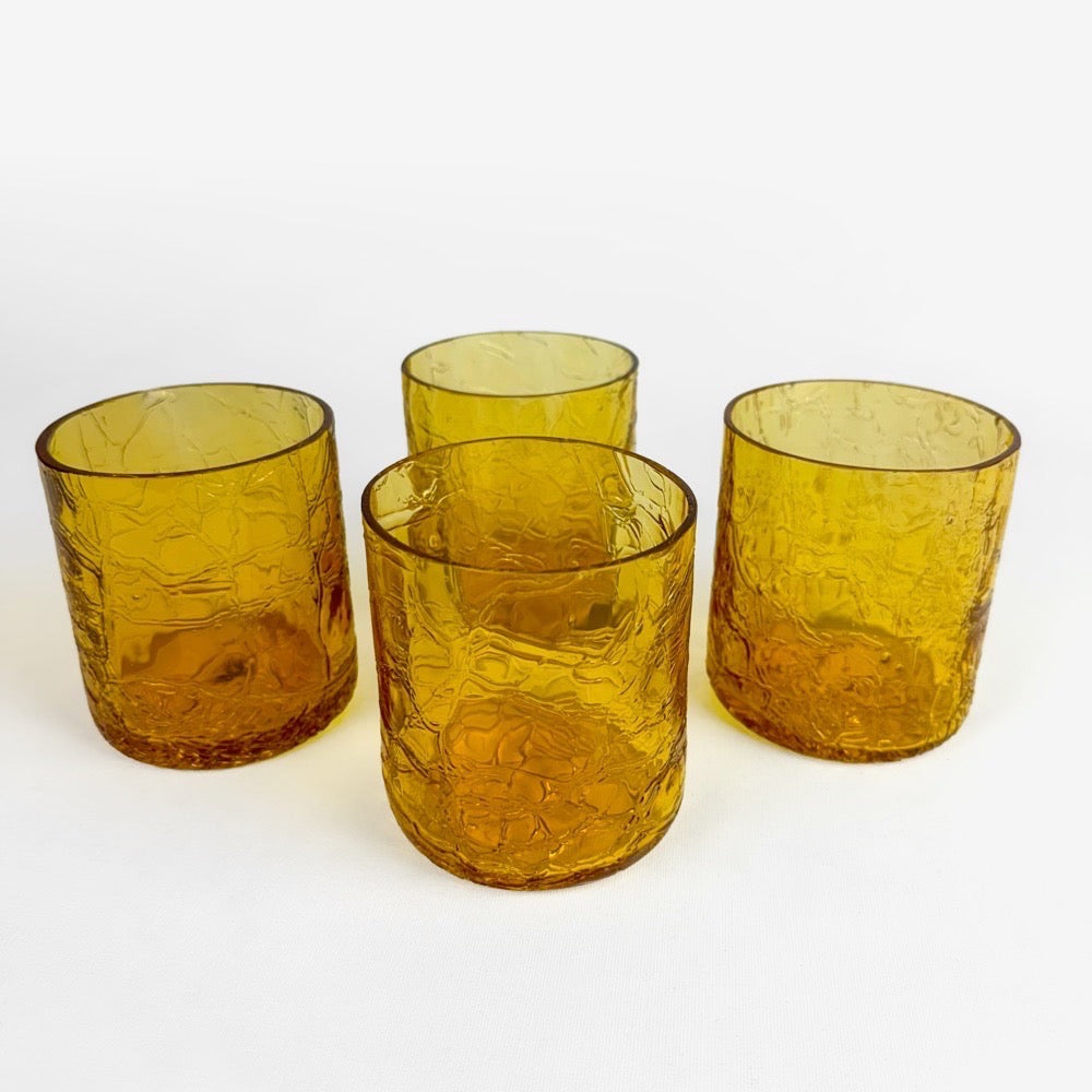 Verres à whisky ambrés soufflés années 70