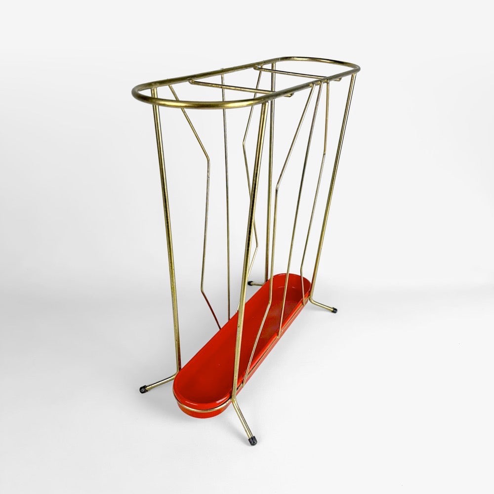 Porte-parapluies filaire design laiton Mid-Century