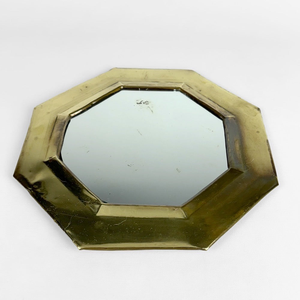 Miroir octogonal laiton vintage