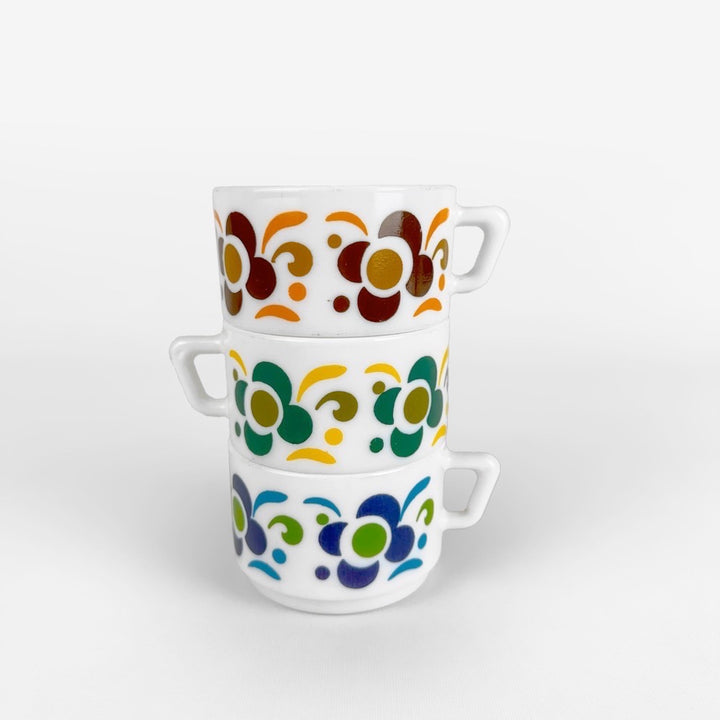 Trio de tasses Arcopal modèle Knorr années 70